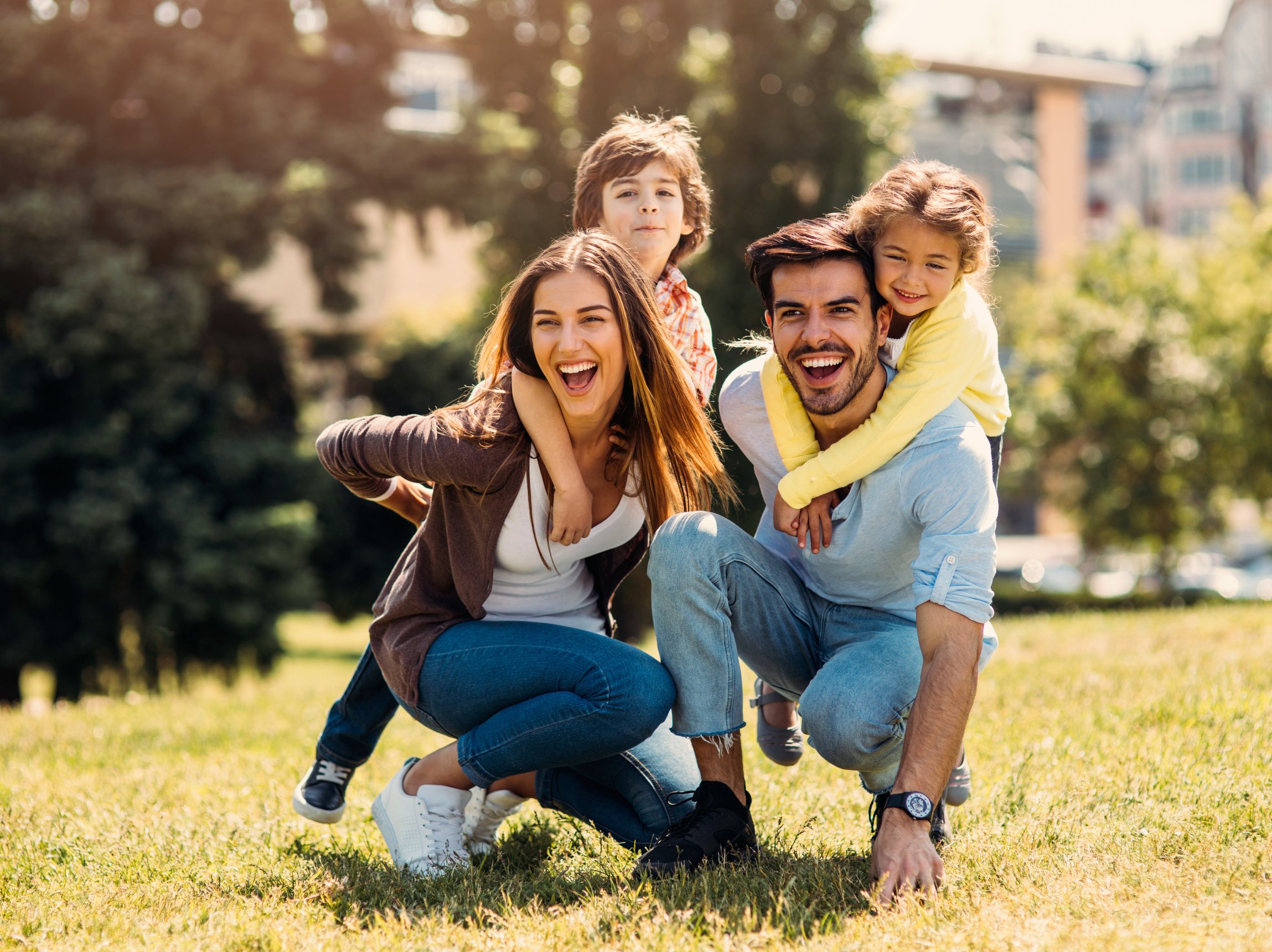 Young family having fun